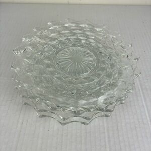 Vintage Fostoria American Cube pattern-8” dessert/salad plates/4-pc set